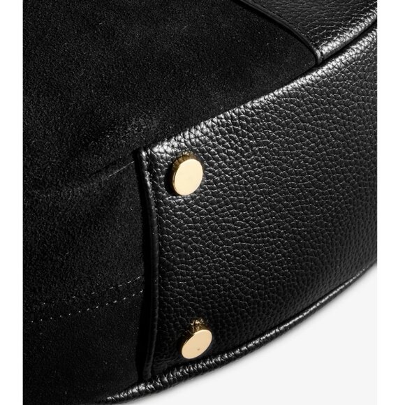 Macy's On 34th Harlowwe suede faux-leather top handle hobo crossbody bag -Black - Picture 11 of 11